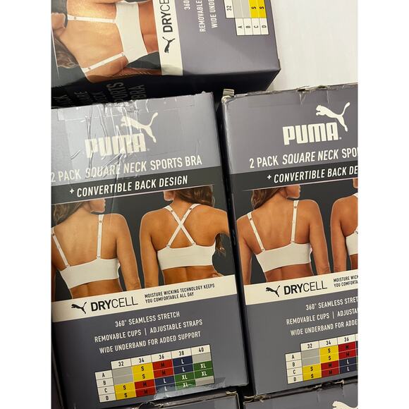 Puma Seamless Sports Bra 2-Pack (Size L) Black/White/Purple/Gray - Picture 13 of 13
